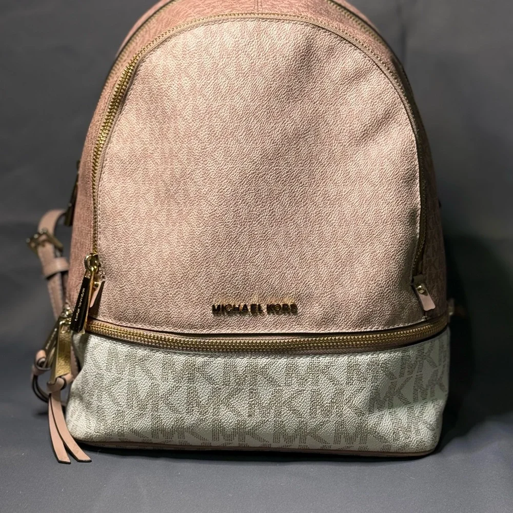 Michael Kors Pink and Cream Backpack